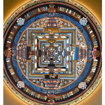 Hand-Painted Wheel of Life Mandala Thangka Painting, Buddhist  Art 14 x 14 Inches