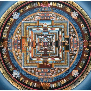 Hand-Painted Kalachakra Mandala Tibetan Thangka Premium Quality Art 14 x 14 Inches