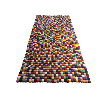 Hand felted Multicolor Felt Ball Carpet - 60cm x 120cm, Brand New Rectangular Design for Home & Office