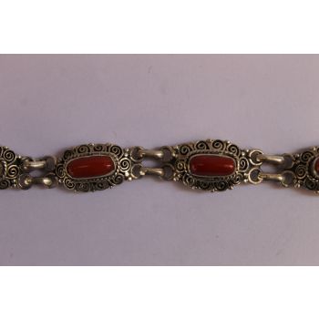 Handmade Coral Sterling Silver Bracelet 