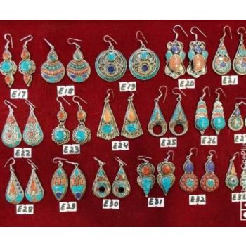 Stone Crafted Metal Earrings with Fishhook Closure