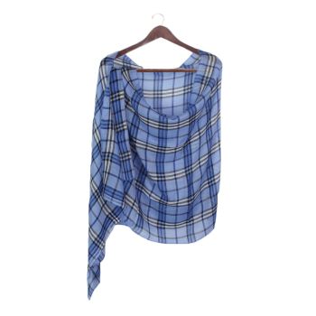 Blue Checked Design Pashmina Super Ring Shawl