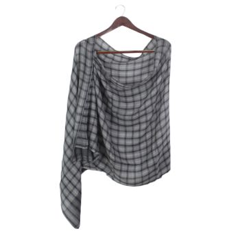 Ash Gray Checked Design Pashmina Super Ring Shawl