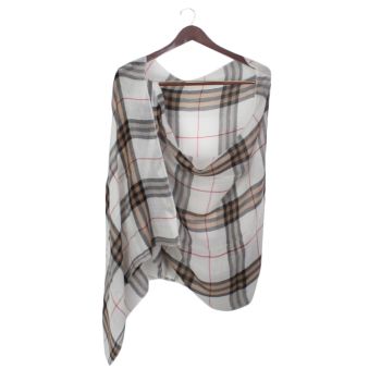 Off White Checked Design Pashmina Super Ring Shawl