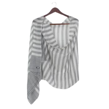 White and Gray Striped Design Super Ring Shawl