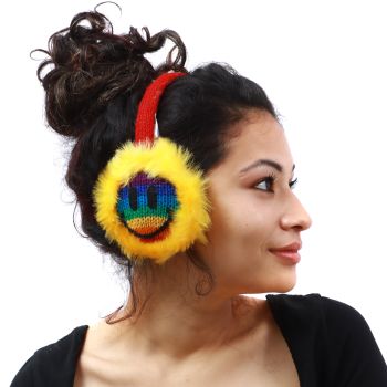 Woolen Rainbow Smiley Emoji Earmuff