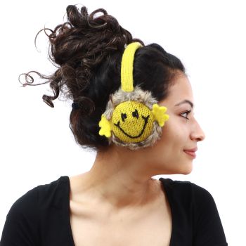 Woolen Yellow Smiley Emoji Earmuff