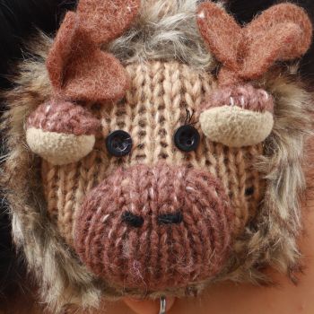 Brown Reindeer Woolen Earmuff