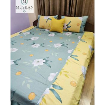 Joint Yellow and Green Cotton Bedsheet Set