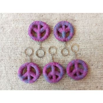 Set of 5 Nepali Felt Keychain/Key Rings - Unique, Eco-friendly, and Handcrafted