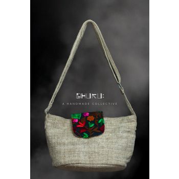 Hemp Bag with hand-made embroidery (Hand bag) 