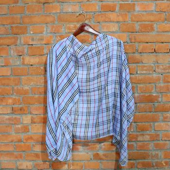 Sky Blue Check Designed Watershawl