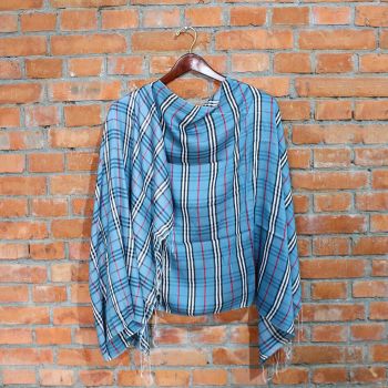 Blue Check Designed Watershawl