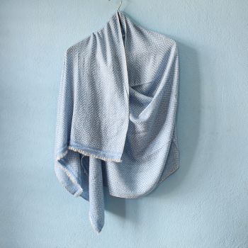 Zigzag Pattern Design Sky Blue Double Ply Stole