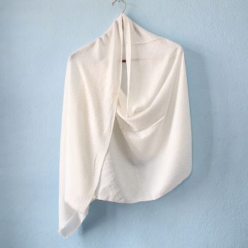 Plain White Diamond Pattern Design Double Ply Stole