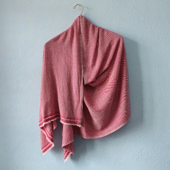 Long Fishtail Pattern Design Crimson Double Ply Stole