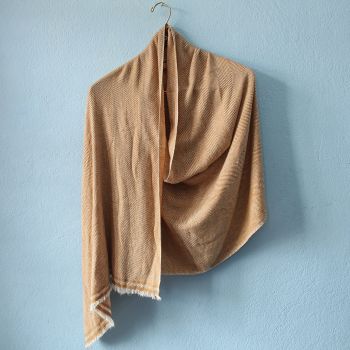 Long Fishtail Pattern Design Brown Double Ply Stole