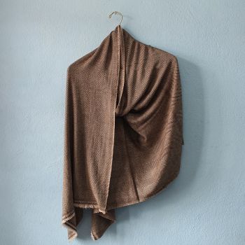 Long Fishtail Pattern Design Dark Brown Double Ply Stole