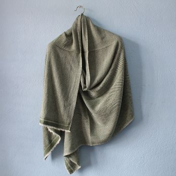 Long Fishtail Pattern Design Forest Green Double Ply Stole