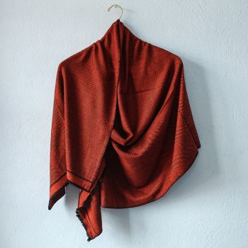 Long Fishtail Pattern Design Dark Red Double Ply Stole