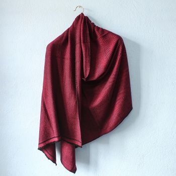 Long Fishtail Pattern Design Red Double Ply Stole