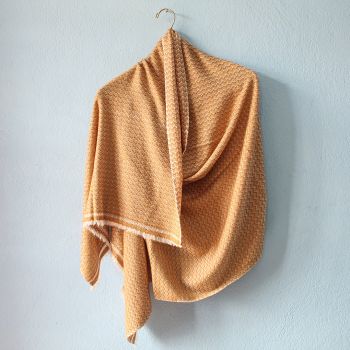 Orange Fish Bone Pattern Design Double Ply Stole