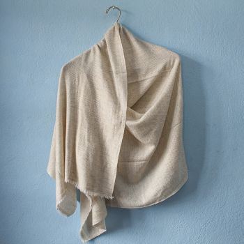 Beige Fish Bone Pattern Design Double Ply Stole