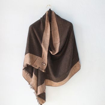 Dark Brown Double Fold Double Ply Stole with Light Brown Border