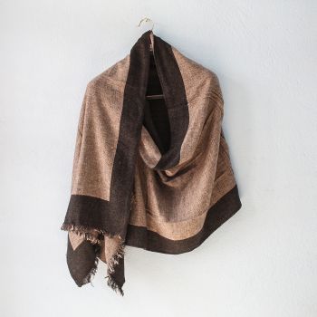 Light Brown Double Fold Double Ply Stole with Dark Brown Border