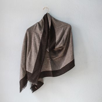 Gray Double Fold Double Ply Stole with Brown Border