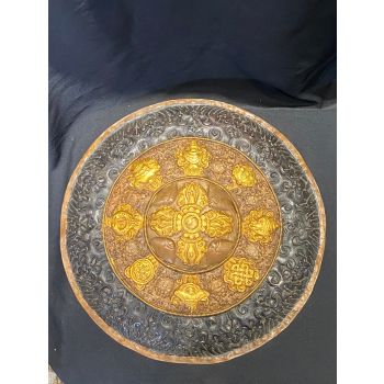 Hand Crafted 29 cm Gold Plated Copper Metal Mandala 