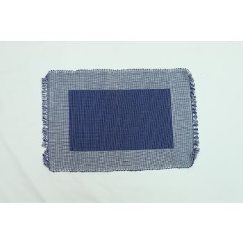 100% Pure Cotton Linen Dining Mats 17" x 12"(Blue & White)