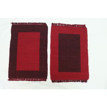 100% Pure Cotton Linen Dining Mat 17" x 12" (Red and Black)