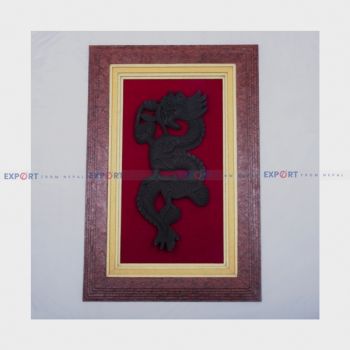 Paper wall hanging made Nepali Lokta with wooden dragon.