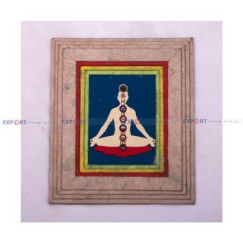 Paper wall hanging made with lokta with chakra art picture framing.