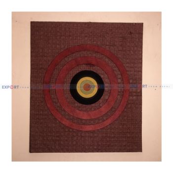 Paper wall hanging made with  lokta paper with paper roll in the middle with stripe design.