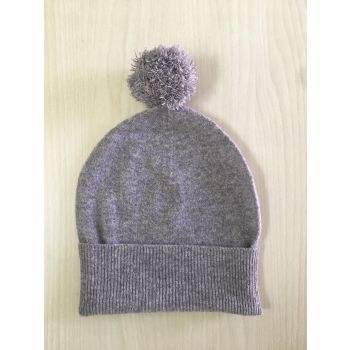 Pure  Cashmere  Jersey  knit  cap with  pom pom   Hand made  in Nepal 
