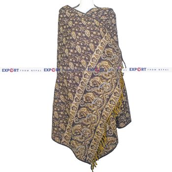 Light Purple Floral Design Woolen Shawl or Stole