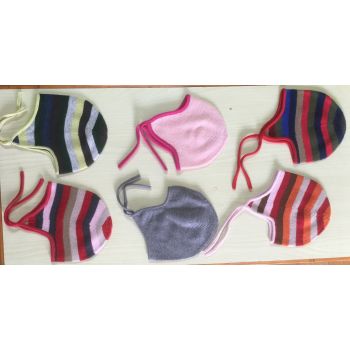 Pure Cashmere kids cap  with string  Hand Knit in Nepal 
