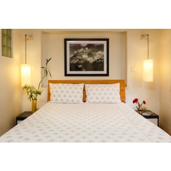 Handmade Light Grey Diyo Printed Malmal Bedsheet