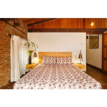 Handmade Maroon Floral Printed Cotton Bedsheet