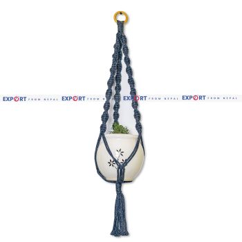 Blue Wall Hanging Macramé Plant Pot Holder