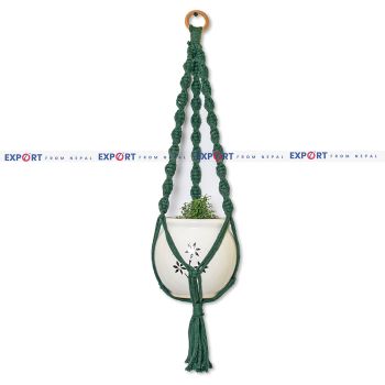 Green Wall Hanging Macramé Plant Pot Holder