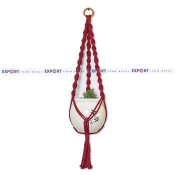Red Wall Hanging Macramé Plant Pot Holder