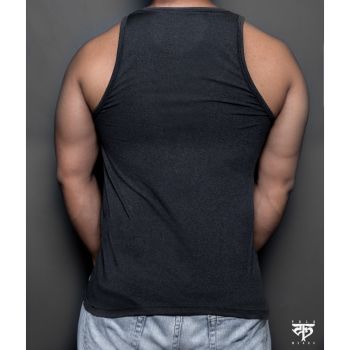 Charcoal Black Polyester Tank Top for Men