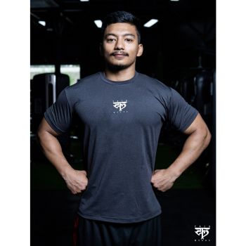 Black Polyster Tee for Men