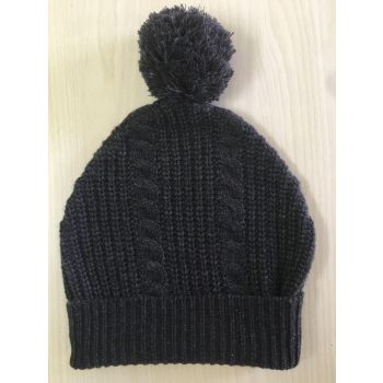 Pure Cashmere Moss knit  cable  cap  with pom pom  Hand Made in Nepal 