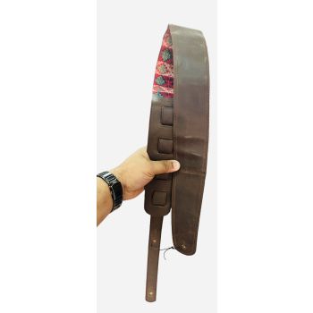 Hand-Woven Nepali Dhaka With Leather Handmade Premium 3″ Custom Leather Guitar Strap: The Ultimate Blend Of Durability, Comfort, And Style