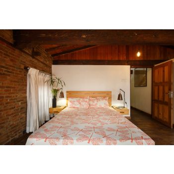 Handmade Orange Dragonfly Printed Cotton Bedsheet