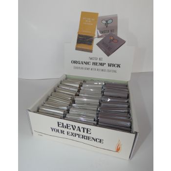 100% Organic Hemp Wick with Natural Beeswax Coating, Twisted Bee (5ft x Standard) [With Display Case, Box of 60] 